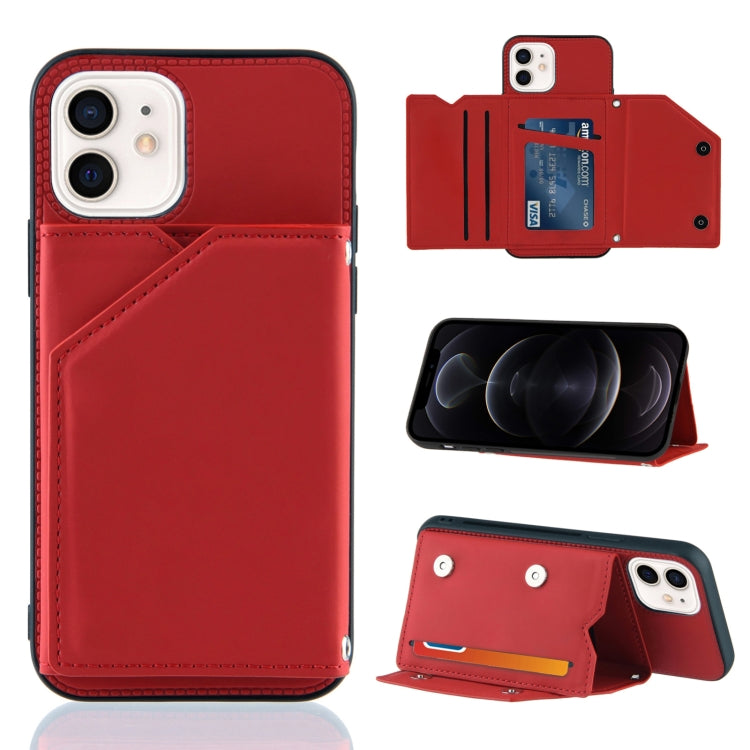 Hautfreundliche PU- + TPU- + PC-Rückseite, stoßfeste Hülle mit Kartenfächern, Halter und Bilderrahmen, für iPhone 12 mini, für iPhone 12/12 Pro, für iPhone 12 Pro Max