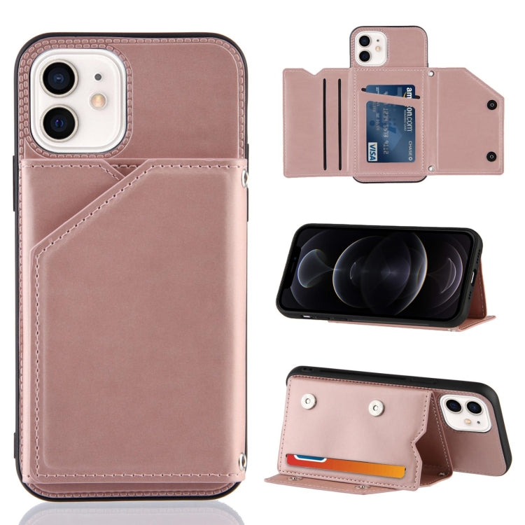 Hautfreundliche PU- + TPU- + PC-Rückseite, stoßfeste Hülle mit Kartenfächern, Halter und Bilderrahmen, für iPhone 12 mini, für iPhone 12/12 Pro, für iPhone 12 Pro Max