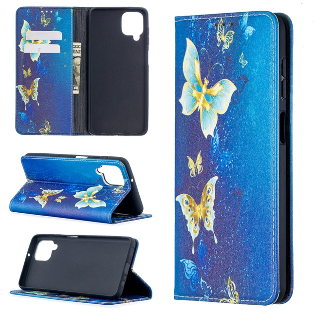 Colored Drawing Pattern Invisible Magnetic Horizontal Flip PU Leather Case with Holder & Card Slots & Wallet, For Samsung Galaxy A12