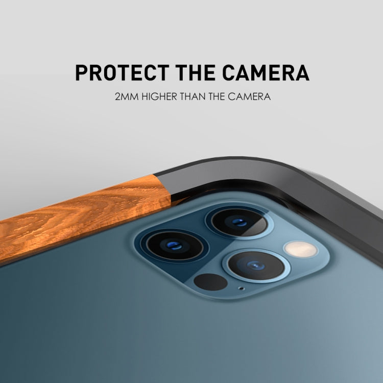 R-JUST Metal + Wood Frame Protective Case, For iPhone 12 mini, For iPhone 12 / 12 Pro, For iPhone 12 Pro Max