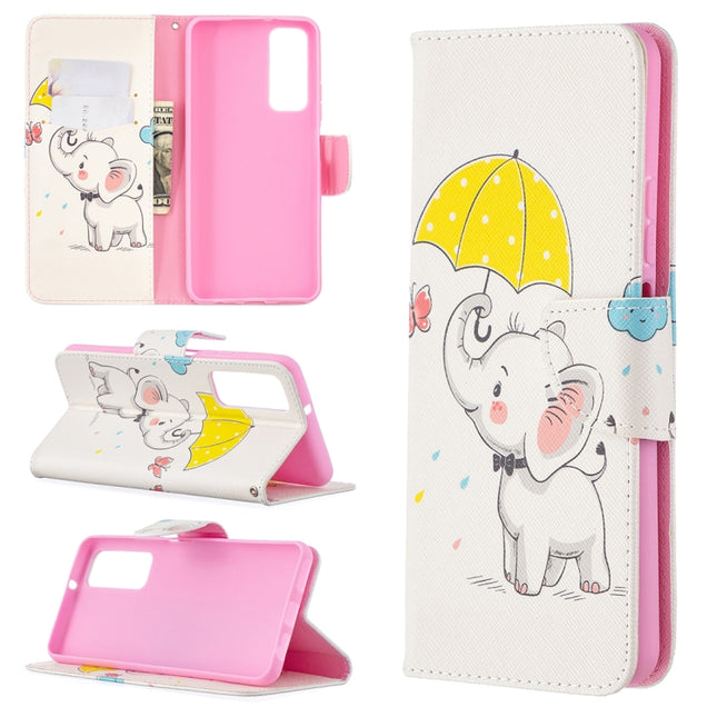 Colored Drawing Pattern Horizontal Flip Leather Case with Holder & Card Slots & Wallet, For Huawei P smart 2021 / Y7a, For Samsung Galaxy A12