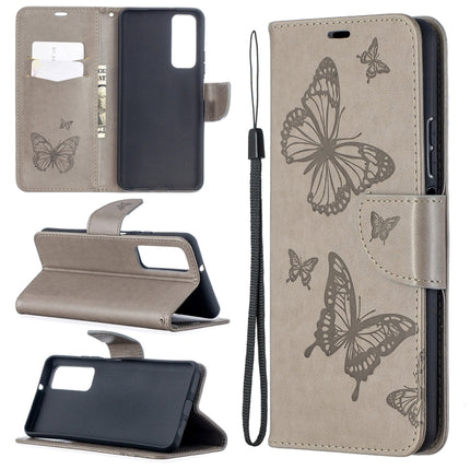 Two Butterflies Embossing Pattern Horizontal Flip Leather Case with Holder & Card Slot & Wallet & Lanyard, For Huawei P smart 2021 / Y7a, For Samsung Galaxy A12