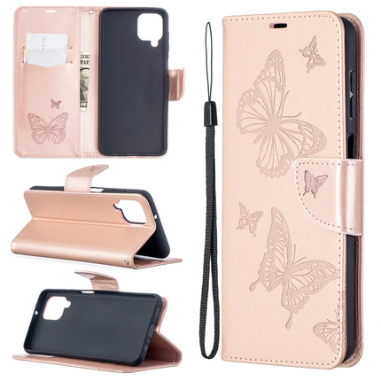Two Butterflies Embossing Pattern Horizontal Flip Leather Case with Holder & Card Slot & Wallet & Lanyard, For Huawei P smart 2021 / Y7a, For Samsung Galaxy A12
