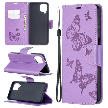 Two Butterflies Embossing Pattern Horizontal Flip Leather Case with Holder & Card Slot & Wallet & Lanyard, For Huawei P smart 2021 / Y7a, For Samsung Galaxy A12