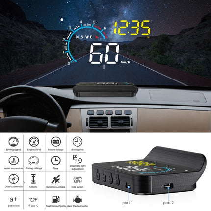 M12 OBD2 + GPS Mode Car Head-up Display HUD Overspeed / Speed / Water Temperature / Low Voltage / Fault Alarm
