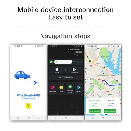 C1 OBD2 + GPS Mode Car HUD Head-up Display Compass / Speed / Water Temperature / Voltage Display / Speed / Fault Alarm / Navigation Function, C1 With Navigation Function