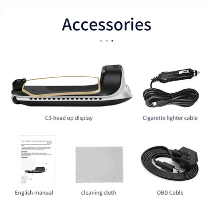 C3 OBD2 + GPS Mode Car Head-up Display HUD Overspeed / Speed / Water Temperature Too High / Voltage Too Low / Engine Failure Alarm / Fatigue Driving Reminder / Navigation Function, C3