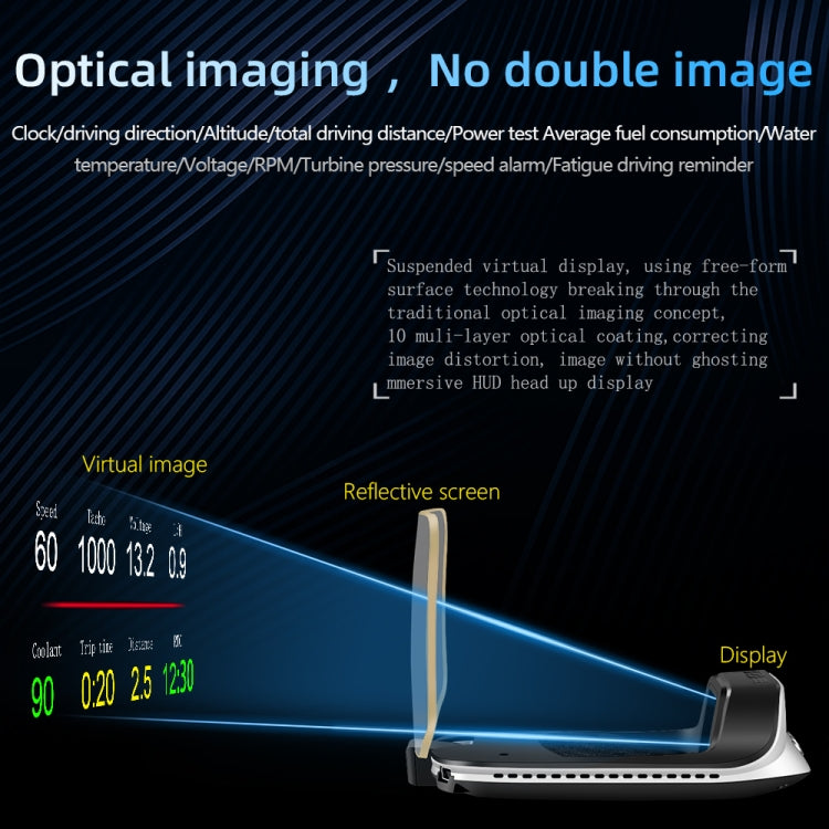 C3 OBD2 + GPS Mode Car Head-up Display HUD Overspeed / Speed / Water Temperature Too High / Voltage Too Low / Engine Failure Alarm / Fatigue Driving Reminder / Navigation Function, C3