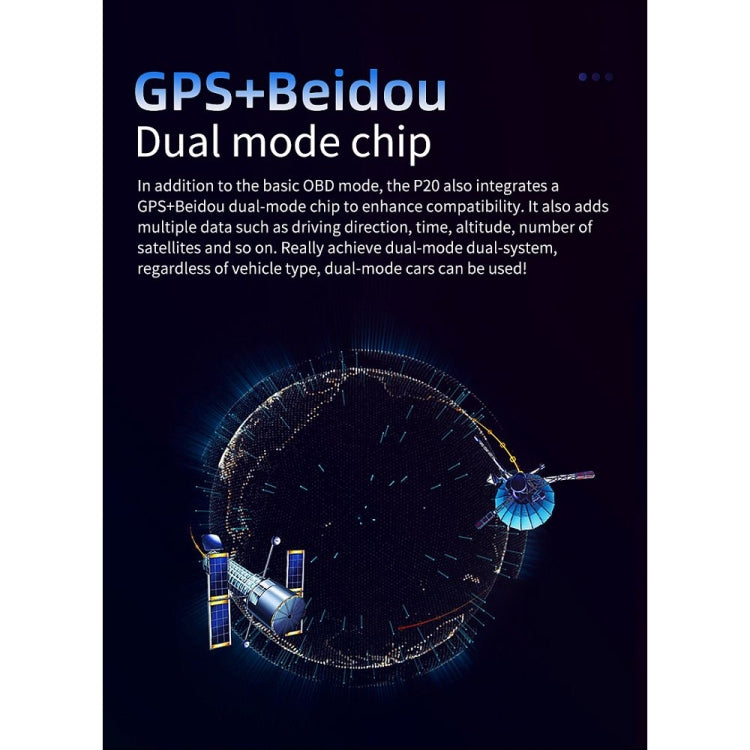P20 OBD2 + GPS Mode Car Head-up Display HUD Overspeed / Speed / Water Temperature Alarm, P20