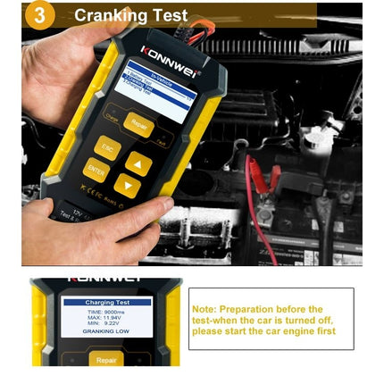 KONNWEI KW510 3 in 1 Car Battery Tester / Charger / Repairer, Support 8 Languages, KW510(EU Plug), KW510(US Plug)