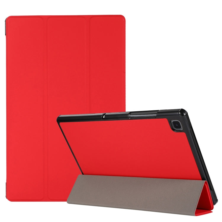 3-fach faltbares horizontales Flip-TPU- und PU-Lederetui mit Hauttextur und Halterung für Lenovo M10 Plus