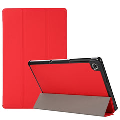 3-fach faltbares horizontales Flip-TPU- und PU-Lederetui mit Hauttextur und Halterung für Lenovo M10 Plus