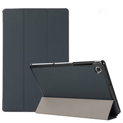 3-fach faltbares horizontales Flip-TPU- und PU-Lederetui mit Hauttextur und Halterung für Lenovo M10 Plus