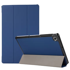 3-fach faltbares horizontales Flip-TPU- und PU-Lederetui mit Hauttextur und Halterung für Lenovo M10 Plus