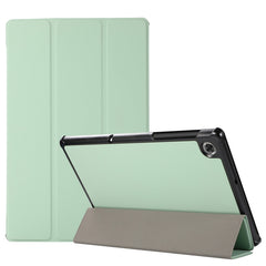 3-fach faltbares horizontales Flip-TPU- und PU-Lederetui mit Hauttextur und Halterung für Lenovo M10 Plus