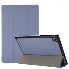 3-fach faltbares horizontales Flip-TPU- und PU-Lederetui mit Hauttextur und Halterung für Lenovo M10 Plus