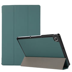 3-fach faltbares horizontales Flip-TPU- und PU-Lederetui mit Hauttextur und Halterung für Lenovo M10 Plus