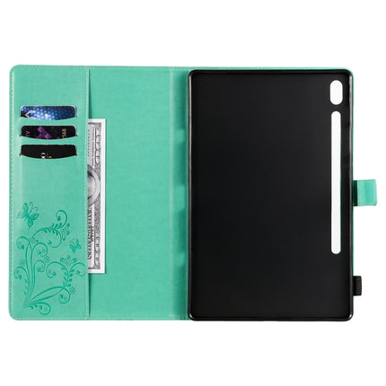 Pressed Printing Butterfly Pattern Horizontal Flip Leather Case with Holder & Card Slots & Wallet & Sleep / Wake-up Function, For Samsung Galaxy Tab S6 T860