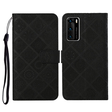 Ethnic Style Embossed Pattern Horizontal Flip Leather Case with Holder & Card Slots & Wallet & Lanyard, For Huawei P40, For Huawei P40 lite / nova 6 SE, Huawei P40 lite E / Y7p