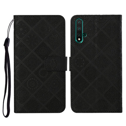 Ethnic Style Embossed Pattern Horizontal Flip Leather Case with Holder & Card Slots & Wallet & Lanyard, For Huawei Honor 20, Huawei Honor 20 lite / 10i, For Huawei Y7 (2019)