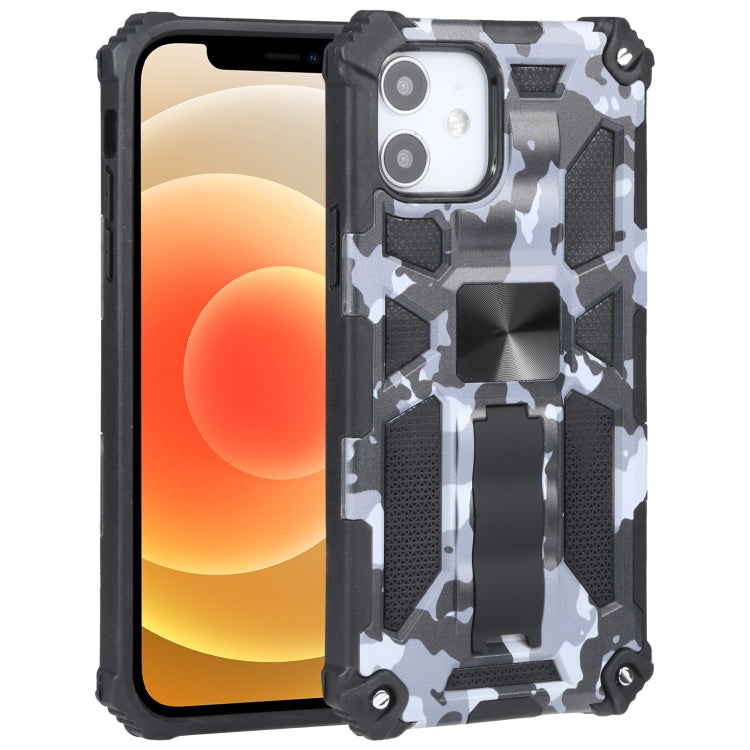 Camouflage Armor Stoßfeste TPU + PC Magnetische Schutzhülle mit Halterung, Für iPhone 12 / 12 Pro, Für iPhone 12 Pro Max, Für iPhone 12 mini