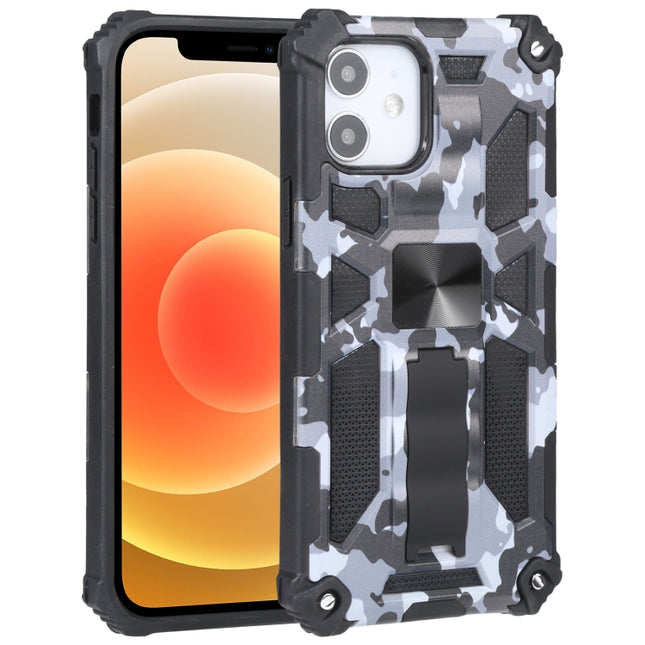 Camouflage Armor Stoßfeste TPU + PC Magnetische Schutzhülle mit Halterung, Für iPhone 12 / 12 Pro, Für iPhone 12 Pro Max, Für iPhone 12 mini