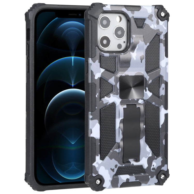 Camouflage Armor Stoßfeste TPU + PC Magnetische Schutzhülle mit Halterung, Für iPhone 12 / 12 Pro, Für iPhone 12 Pro Max, Für iPhone 12 mini