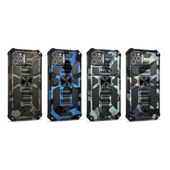 Camouflage Armor Stoßfeste TPU + PC Magnetische Schutzhülle mit Halterung, Für iPhone 12 / 12 Pro, Für iPhone 12 Pro Max, Für iPhone 12 mini