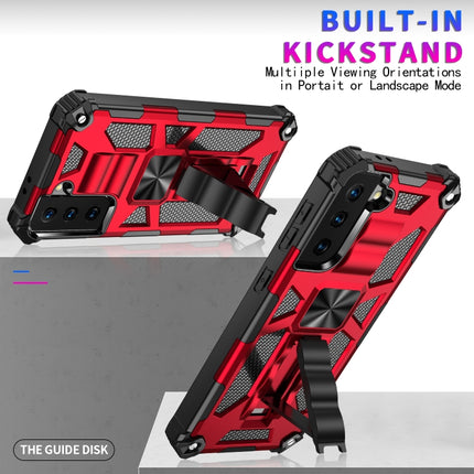 Shockproof TPU + PC Magnetic Protective Case with Holder, For Samsung Galaxy S21 5G