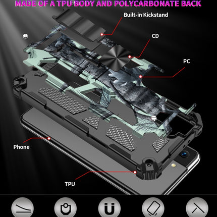 Camouflage Armor Shockproof TPU + PC Magnetic Protective Case with Holder, For Samsung Galaxy S21 5G, For Samsung Galaxy S21+ 5G, For Samsung Galaxy S21 Ultra 5G