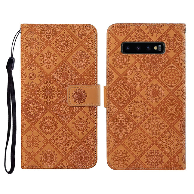 Ethnic Style Embossed Pattern Horizontal Flip Leather Case with Holder & Card Slots & Wallet & Lanyard, For Samsung Galaxy S10, For Samsung Galaxy S10+, For Samsung Galaxy S10e