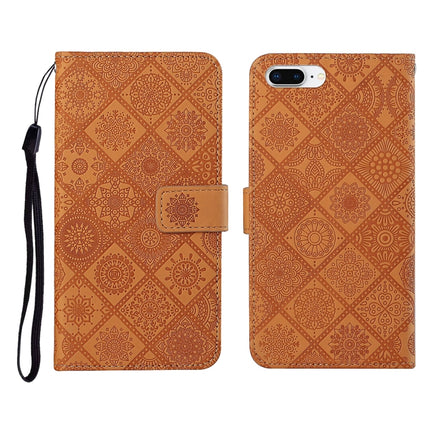 Ethnic Style Embossed Pattern Horizontal Flip Leather Case with Holder & Card Slots & Wallet & Lanyard, For iPhone 6, For iPhone 6 Plus, For iPhone 8 Plus / 7 Plus