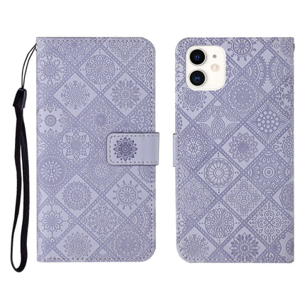 Horizontale Klapphülle aus Leder mit geprägtem Muster im ethnischen Stil, mit Halter &amp; Kartenfächern &amp; Geldbörse &amp; Trageband, für iPhone 12 Pro Max, für iPhone SE 2022 / SE 2020 / 8 / 7, für iPhone XR, für iPhone XS Max