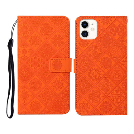 Horizontale Klapphülle aus Leder mit geprägtem Muster im ethnischen Stil, mit Halter &amp; Kartenfächern &amp; Geldbörse &amp; Trageband, für iPhone 12 Pro Max, für iPhone SE 2022 / SE 2020 / 8 / 7, für iPhone XR, für iPhone XS Max