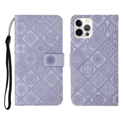 Horizontale Klapphülle aus Leder mit geprägtem Muster im ethnischen Stil, mit Halter &amp; Kartenfächern &amp; Geldbörse &amp; Trageband, für iPhone 12 Pro Max, für iPhone SE 2022 / SE 2020 / 8 / 7, für iPhone XR, für iPhone XS Max