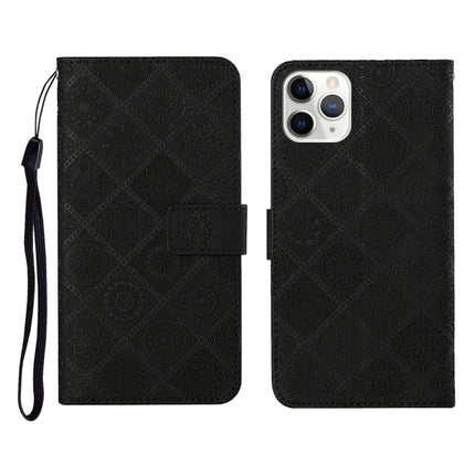 Horizontale Klapphülle aus Leder mit geprägtem Muster im ethnischen Stil, mit Halter &amp; Kartenfächern &amp; Geldbörse &amp; Trageband, für iPhone 12 Pro Max, für iPhone SE 2022 / SE 2020 / 8 / 7, für iPhone XR, für iPhone XS Max