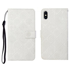 Ethnic Style Embossed Pattern Horizontal Flip Leather Case with Holder & Card Slots & Wallet & Lanyard, For iPhone XS / X