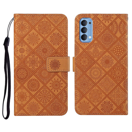 Ethnic Style Embossed Pattern Horizontal Flip Leather Case with Holder & Card Slots & Wallet & Lanyard, For OPPO Reno4 Pro