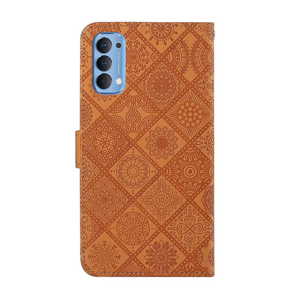 Ethnic Style Embossed Pattern Horizontal Flip Leather Case with Holder & Card Slots & Wallet & Lanyard, For OPPO Reno4 Pro