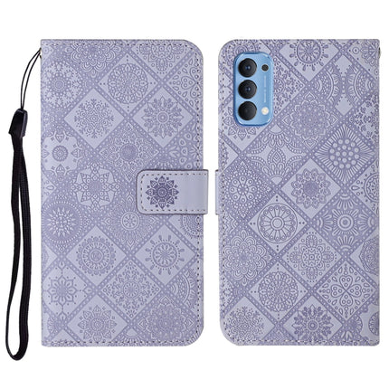 Ethnic Style Embossed Pattern Horizontal Flip Leather Case with Holder & Card Slots & Wallet & Lanyard, For OPPO Reno4 Pro