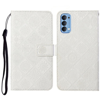 Ethnic Style Embossed Pattern Horizontal Flip Leather Case with Holder & Card Slots & Wallet & Lanyard, For OPPO Reno4 Pro