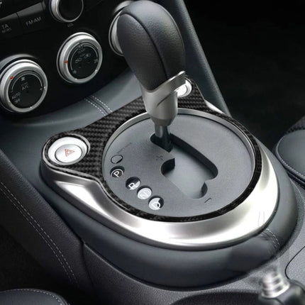 Car Carbon Fiber Whole Gear Position Console Panel Decorative Sticker for Nissan 370Z Z34 2009-, Left and Right Drive Universal