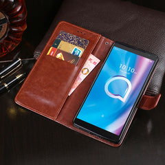 idewei Crazy Horse Texture Horizontal Flip Leather Case with Holder & Card Slots & Wallet, For Alcatel 1B 2020, For Cubot C30, For Fujitsu Arrows RX