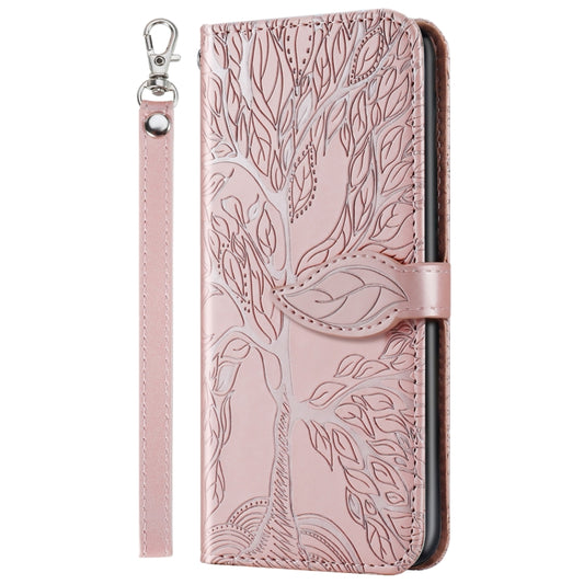 Funda de cuero con tapa horizontal con diseño en relieve de Life of Tree, con soporte, ranura para tarjetas, billetera, marco de fotos y cordón, para iPhone XS Max