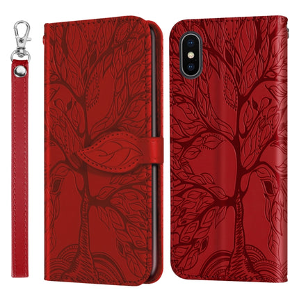 Life of Tree Embossing Pattern Horizontal Flip Leather Case with Holder & Card Slot & Wallet & Photo Frame & Lanyard, For iPhone XS Max