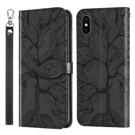 Life of Tree Embossing Pattern Horizontal Flip Leather Case with Holder & Card Slot & Wallet & Photo Frame & Lanyard, For iPhone XS Max