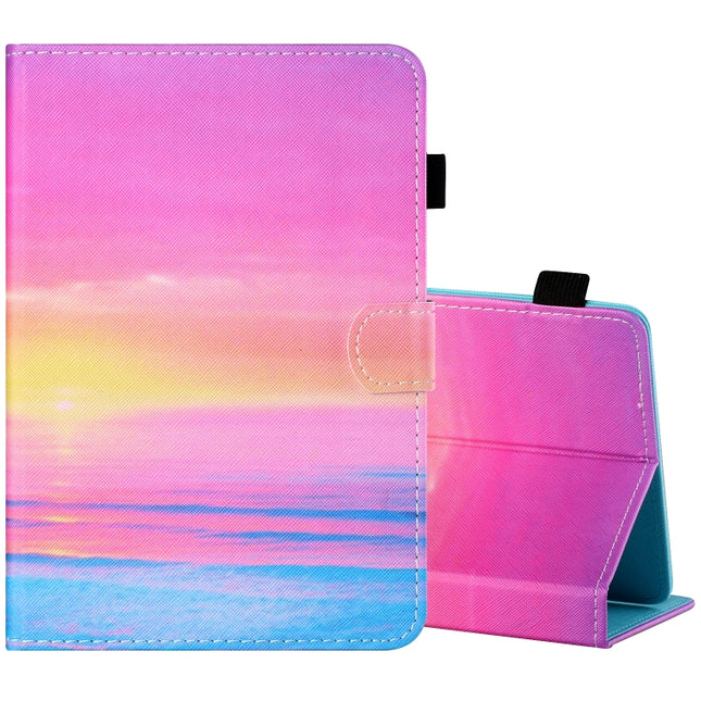 Sewing Thread Horizontal Painted Flat Leather Case with Pen Cover & Anti Skid Strip & Card Slot & Holder, For 7 inch Tablet PC Universal, For 8 inch Tablet PC Universal