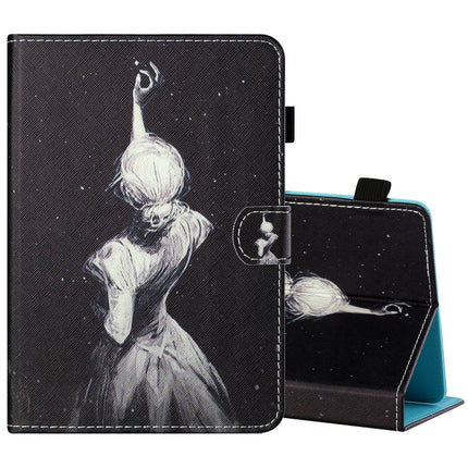 Sewing Thread Horizontal Painted Flat Leather Case with Pen Cover & Anti Skid Strip & Card Slot & Holder, For 7 inch Tablet PC Universal, For 8 inch Tablet PC Universal