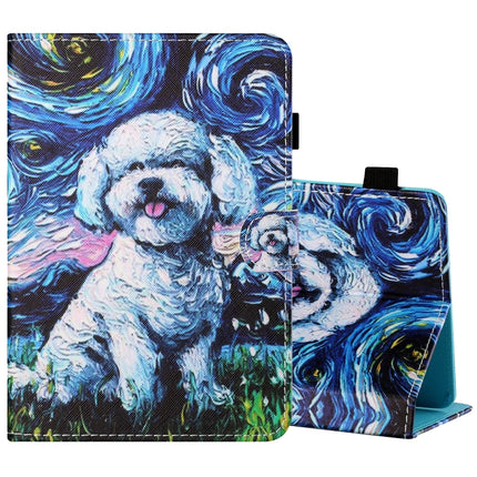 Sewing Thread Horizontal Painted Flat Leather Case with Pen Cover & Anti Skid Strip & Card Slot & Holder, For 10 inch Tablet PC Universal, For Huawei MediaPad T5 10 inch