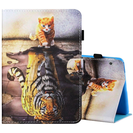 Sewing Thread Horizontal Painted Flat Leather Case with Pen Cover & Anti Skid Strip & Card Slot & Holder, For 10 inch Tablet PC Universal, For Huawei MediaPad T5 10 inch